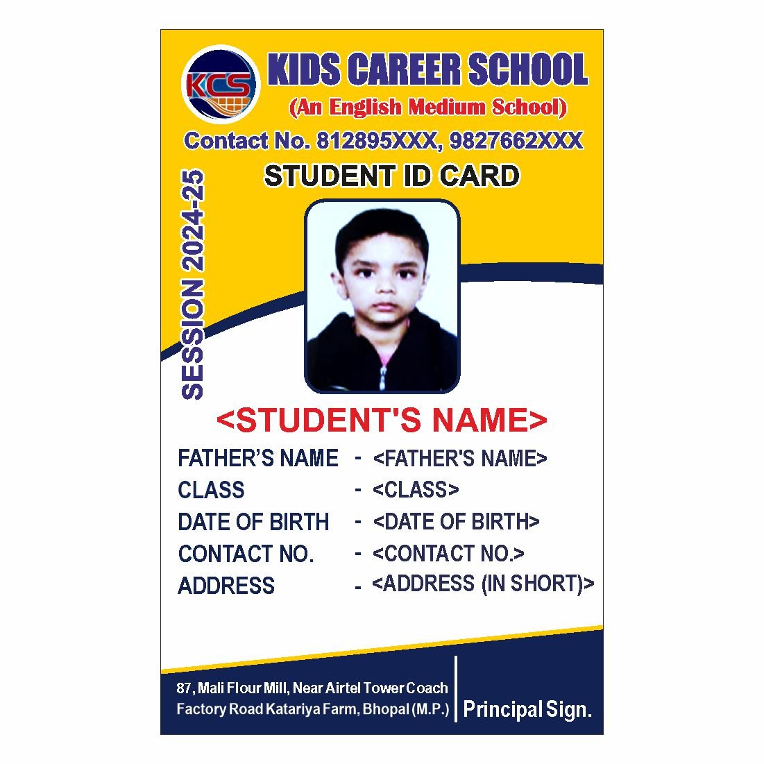 ID Card Format For School Students No 09 L S PRINTING PRESS