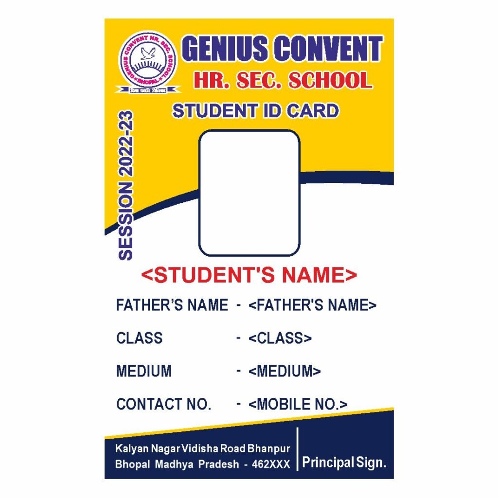 ID Card Format For School Students No. 33 - L S PRINTING PRESS