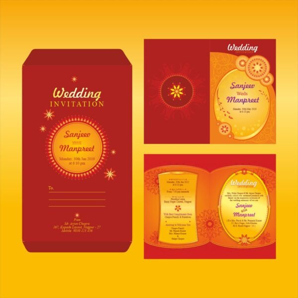 Wedding Invitation Card With English Fonts Vector Design