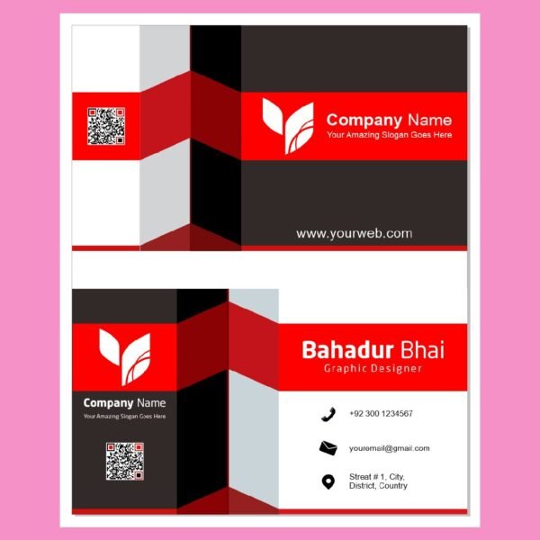 red and white visiting card design