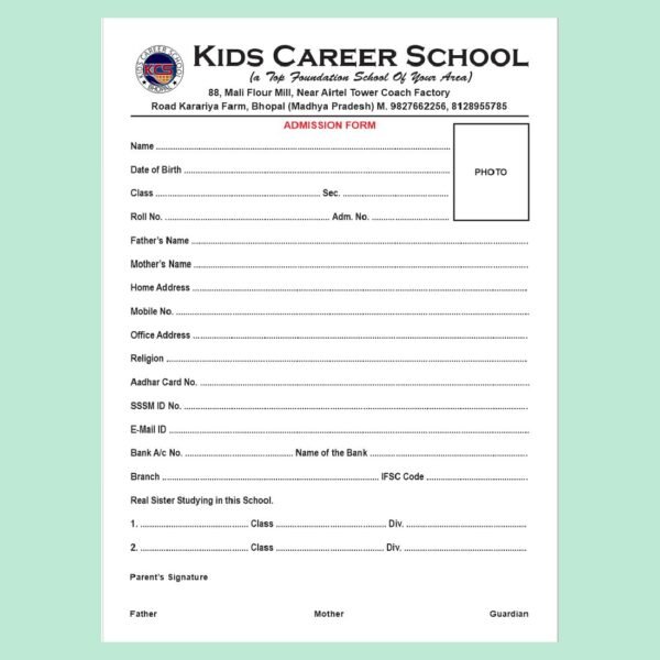 school admission form design template
