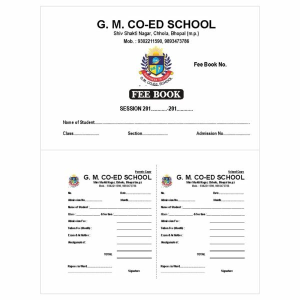 School Fee Card Book