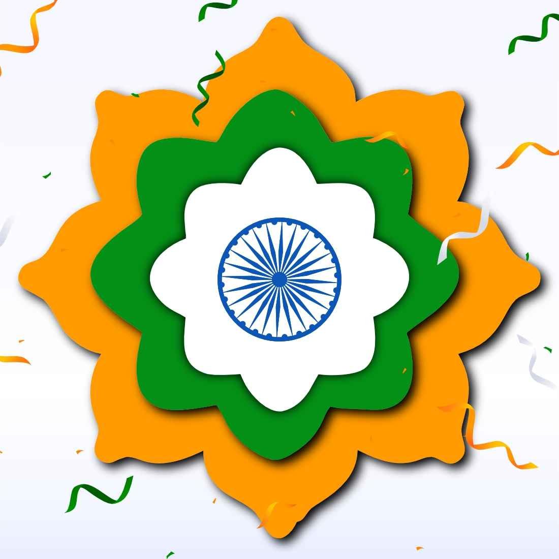 Abstract indian tiranga tricolor flag flower with ashok chakra vector_11zon