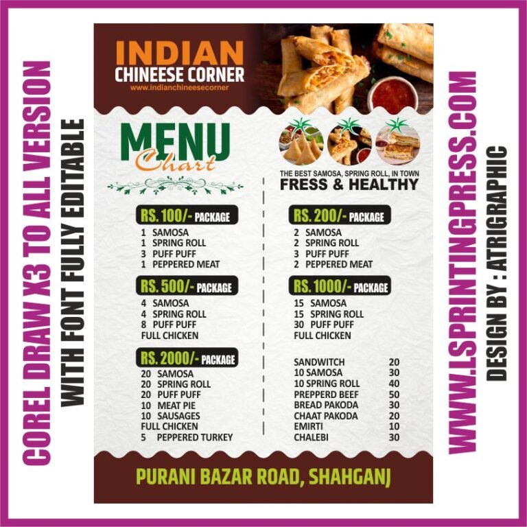Hotel Razzle Menu Card Hotel Shop Menu Card Design - L S PRINTING PRESS