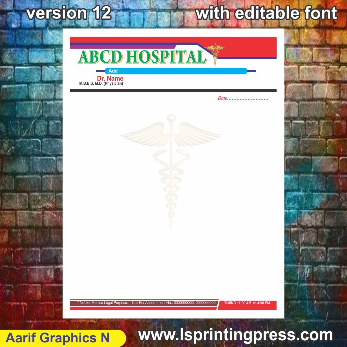 Hospital Prescription Slip Letterhead