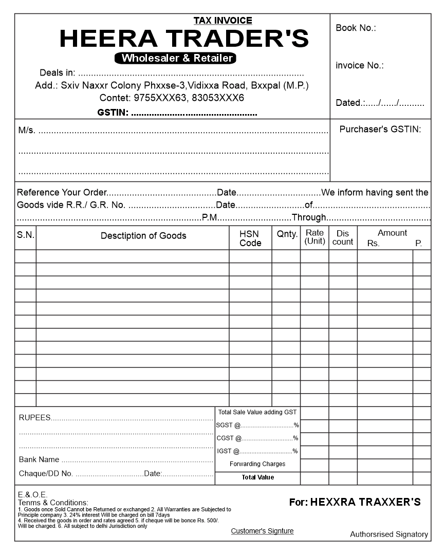 Profesional Indian Tax Invoice Design