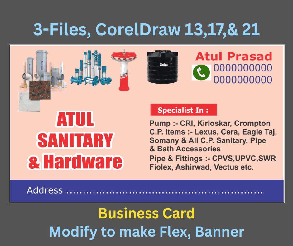 Sanitary & Hardware Shop Business / Visiting Card