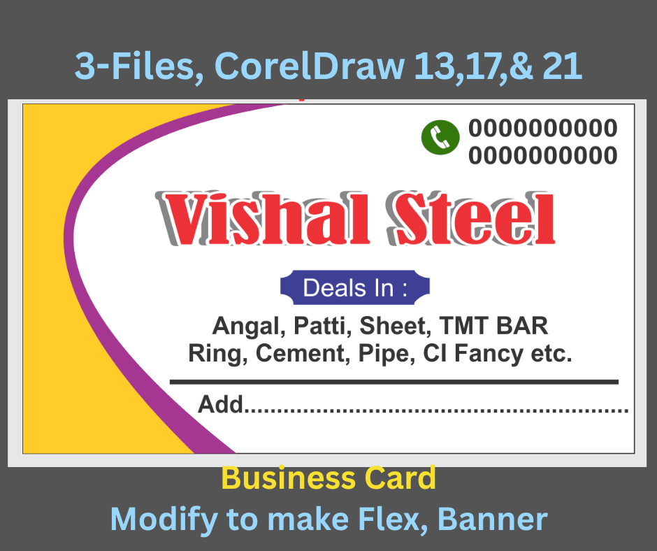 Vishal steel Shop Business Card
