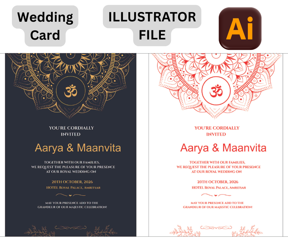 Colored - Wedding Card - Illustrator file