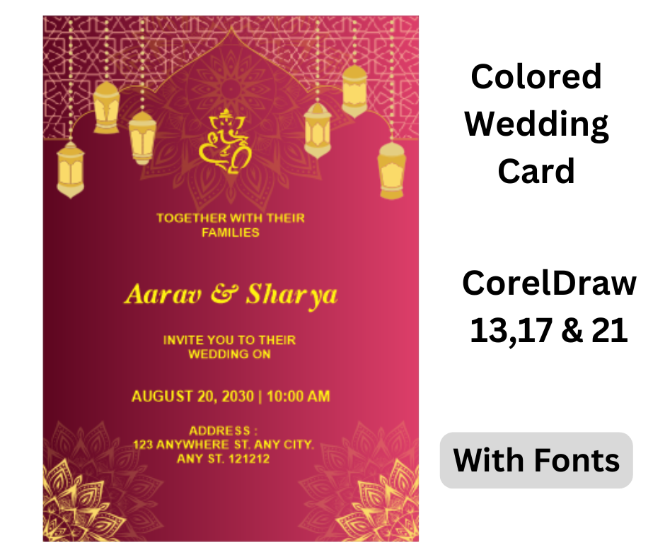 Colored - Wedding Card - CDR File