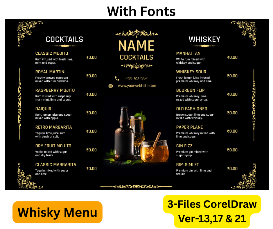 Whisky-Cocktail Menu Card
