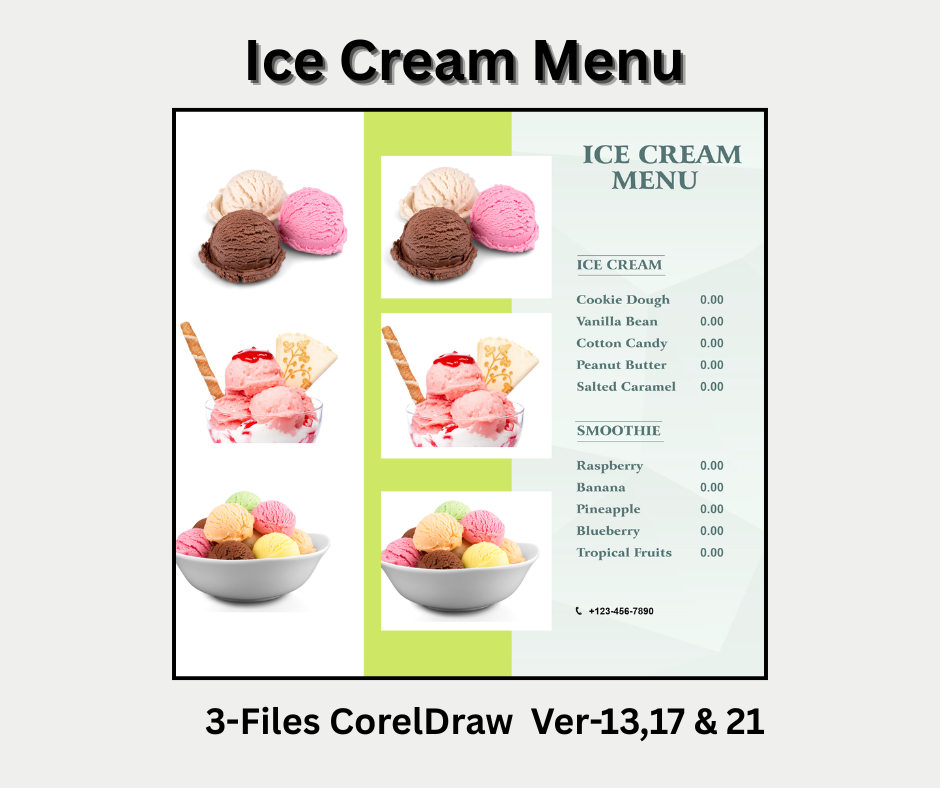 Ice Cream Menu Card CDR File