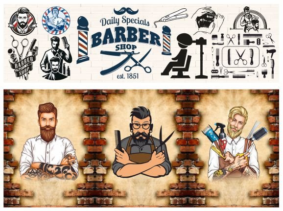 New Barber shop wallpaper design cdr file