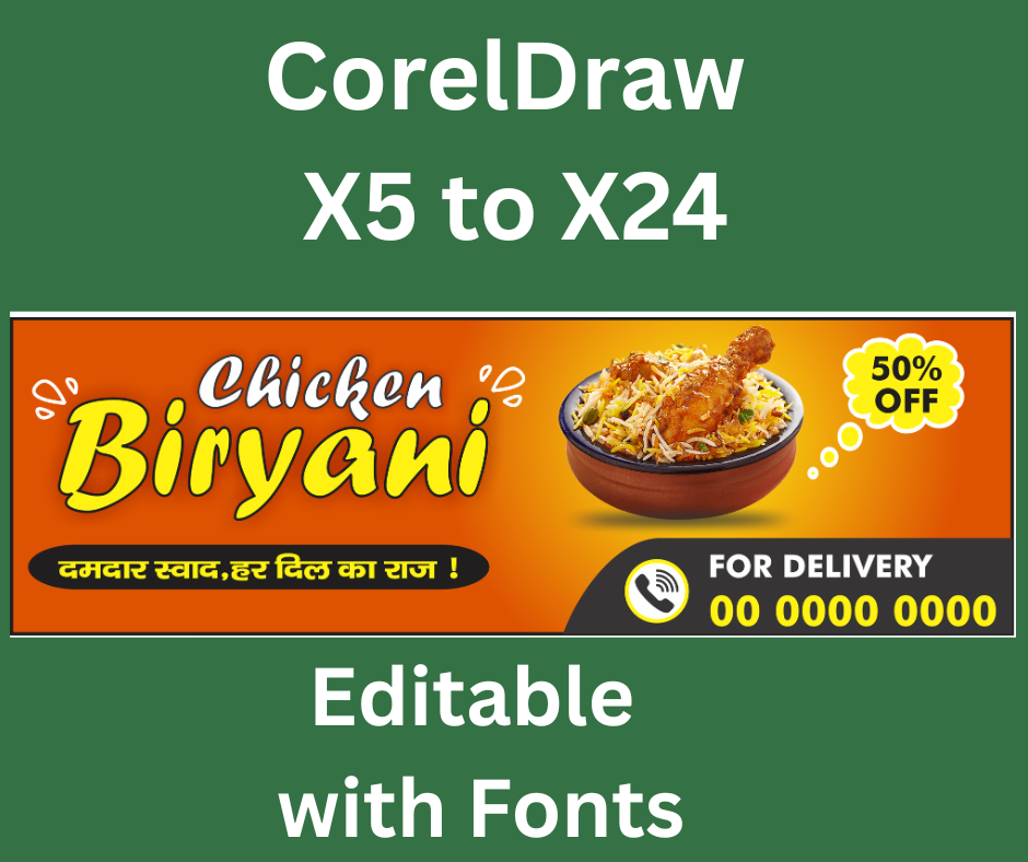 Chicken Biryani Shop Flex Banner Design | CorelDRAW CDR Editable